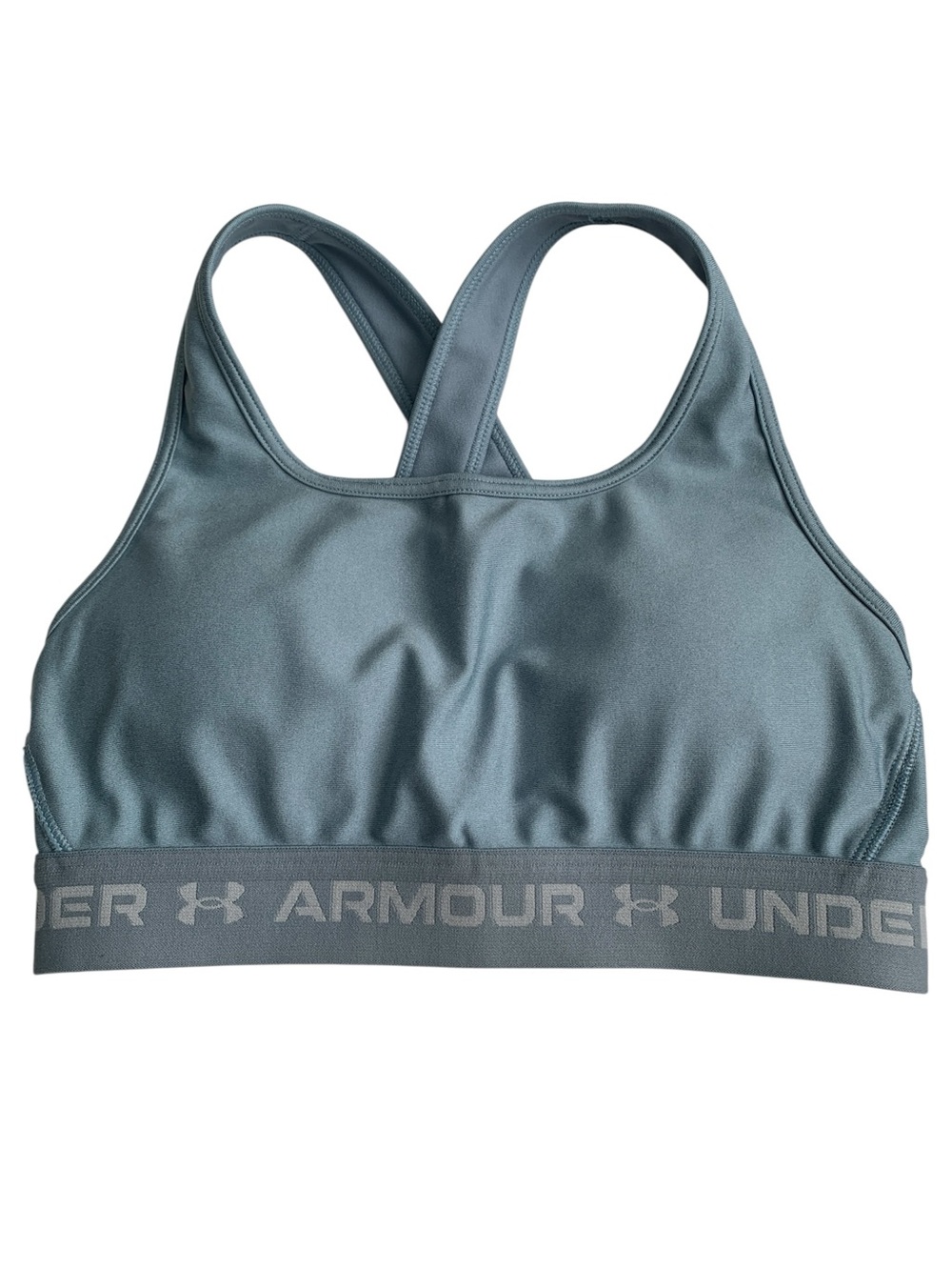 UNDER ARMOUR Women’s Blue Gray Compression Crossback Pullover Sports Bra Small